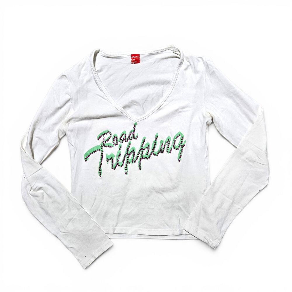 Y2k Euro Top Long-Sleeved Graphic Phard Rhinestone - Small